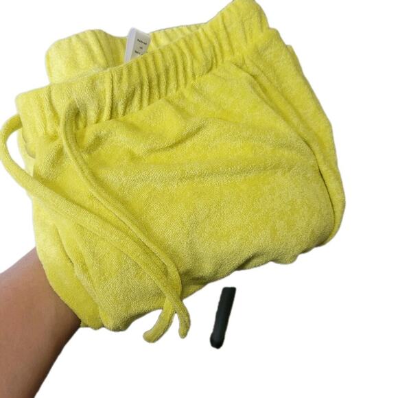 Andie Swim The Crop Pant Women XS Yellow Lime Green Terrycloth Oversized Lounge - Picture 5 of 8